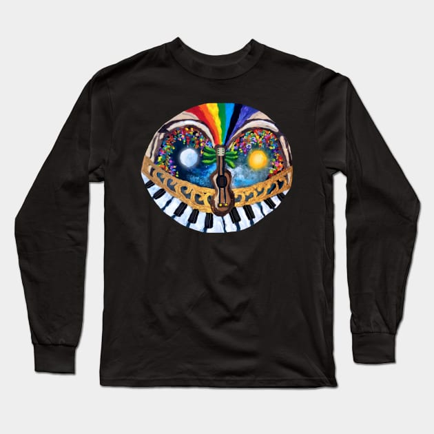 Night and Day Musical Balcony Landscape Long Sleeve T-Shirt by Art by Deborah Camp